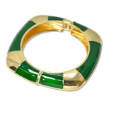 109326, GOLD WITH ENAMEL HINGED BANGLE BRACELET