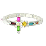 109239, CROSS MULTI SHAPE RHINESTONE ACCENT STRETCH BRACELET