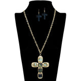 109251, CROSS GLITTER CELLULOID ACETATE LONG PENDANT NECKLACE
