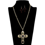 109251, CROSS GLITTER CELLULOID ACETATE LONG PENDANT NECKLACE