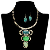 109255, GEOMETRIC MARBLE CELLULOID ACETATE ACCENT STATMENT NECKLACE