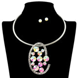109256, ROUND RHINESTONE ACCENT STATEMENT CHOKER NECKLACE