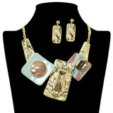 109258, BOLD GEOMETRIC CELLULOID ACETATE RHINESTONE ACCENT STATEMENT NECKLACE