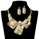 109258, BOLD GEOMETRIC CELLULOID ACETATE RHINESTONE ACCENT STATEMENT NECKLACE