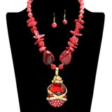 109260, TEARDROP CRYSTAL RHINESTONE ACCENT ACRYLIC RESIN BEADED NECKLACE