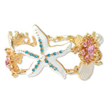 109272, OCEAN INSPIRED STARFISH SEASHELL ENAMEL RHINESTONE TOGGLE CLOSURE BRACELET