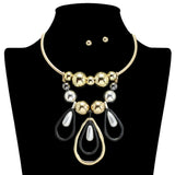 109276, TEARDROP ACCENTS BOLD BEADED STATEMENT CHOKER NECKLACE