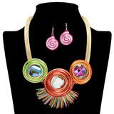 109277, GEOMETRIC CRYSTAL ACCENT COIL STATEMENT NECKLACE
