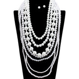 109282, LONG MULTI STRAND LAYERED PEARL NECKLACE