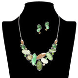 109285, OVAL SHAPE MULTI STONE STATEMENT NECKLACE