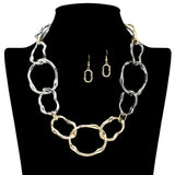 109306, BOLD HAMMERED TEXTURE LINK NECKLACE