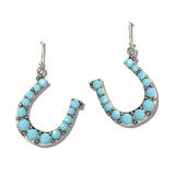 109317, WESTERN TURQUOISE STONE AND AB CRYSTAL HORSESHOE EARRING