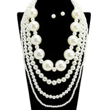 109332, BOLD MULTI STRAND LAYERED PEARL NECKLACE