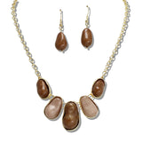 109333, BEAN RESIN NATURAL STONE NECKLACE