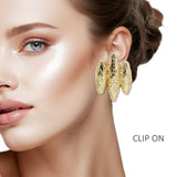 109335, TEXTURED TRIPLE ROW CLIP ON EARRING