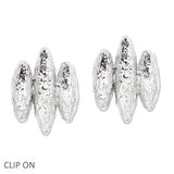 109335, TEXTURED TRIPLE ROW CLIP ON EARRING