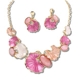 109338, ENAMEL ABSTRACT PETAL STATEMENT NECKLACE