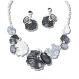 109338, ENAMEL ABSTRACT PETAL STATEMENT NECKLACE