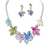 109339, ENAMEL FLOWER STATMENT NECKLACE