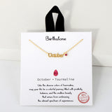 109340, BlRTHSTONE 18K GOLD DIPPED DAINTY CUBIC ZIRCONIA ACCENT NECKLACE