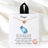 109343, PRAYER PAVE CUBIC ZIRCONIA ACCENT DAINTY CROSS NECKLACE