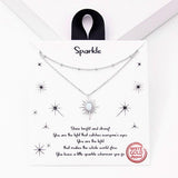 109345, SPARKLE STARBURST DOUBLE LAYERED PENDANT NECKLACE