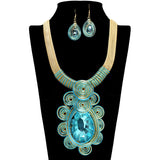109346, TEARDROP CRYSTAL ACCENT SPIRAL STATEMENT NECKLACE