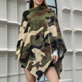 109358, CAMOUFALGE SOFT FAUX FUR PONCHO WRAP