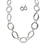 109364, HAMMERED GEOMETRIC OVAL LONG NECKLACE
