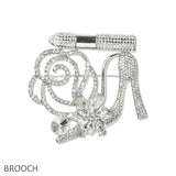 109367, CRYSTAL HIGH HEEL LIPSTICK FLOWER BROOCH