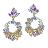 109370, GEOMETRIC RHINESTONE ACCENT EVENING DANGLE EARRING