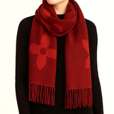 109376, ELEGANT FLORAL SCARF WITH FRINGE