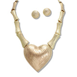 109377,  MATT BOLD TEXTURE HEART STATEMENT NECKLACE