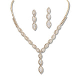 109383, MARQUISE CUBIC ZIRCONIA ACCENT CRYSTAL RHINESTONE NECKLACE SET