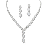 109383, MARQUISE CUBIC ZIRCONIA ACCENT CRYSTAL RHINESTONE NECKLACE SET