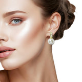 109386, BAGUETTE CUBIC ZIRCONIA ACCENT PEARL DROP EARRING