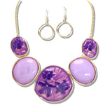 109389, FLOWER ENGRAVED GEOMETRIC CELLULOID ACETATE NECKLACE