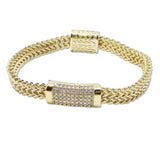 109392, 14K GOLD PLATED DESIGNER INSPIRED BRACELET WITH PAVE CUBIC ZIRCONIA MAGNETIC CLOSURE