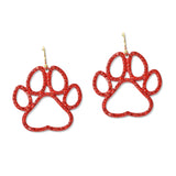 109400, GAME DAY GLITTER PAW PRINT DANGLE EARRING