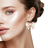 109408, GAME DAY SPORTS GLITTER ACRYLIC BOW DANGLE EARRING