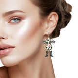 109413, WESTERN COWGIRL COW ACRYLIC DANGLE EARRING