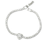 109415, HEART ACCENT CUBIC ZIRCONIA TENNIS BRACELET
