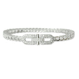 109419, 14K GOLD PLATED PAVE LINK CHAIN DESIGNER INSPIRED BANGLE BRACELET