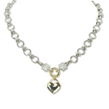 109430, 14K GOLD PLATED PAVE CUBIC ZIRCONIA ACCENT HEART PENDANT DESIGNER INSPIRED NECKLACE