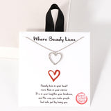 109435, WHERE BEAUTY LIVES CUTOUT HEART CUBIC ZIRCONIA PENDANT NECKLACE