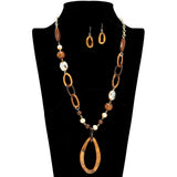 109462, GEOMETRIC RESIN CELLULOID ACETATE BEADED LONG NECKLACE