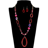 109462, GEOMETRIC RESIN CELLULOID ACETATE BEADED LONG NECKLACE