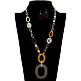 109463, OVAL RESIN CELLULOID ACEATE BEADED LONG NECKLACE