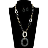 109463, OVAL RESIN CELLULOID ACEATE BEADED LONG NECKLACE
