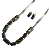 109464, TWISTED RECTANGLE RESIN BEADED ADJUSTABLE NECKLACE